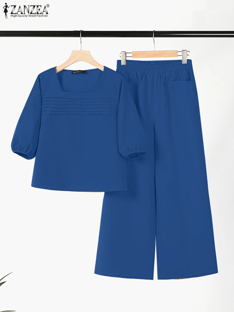 Zanzea Square-Neck Pant Set