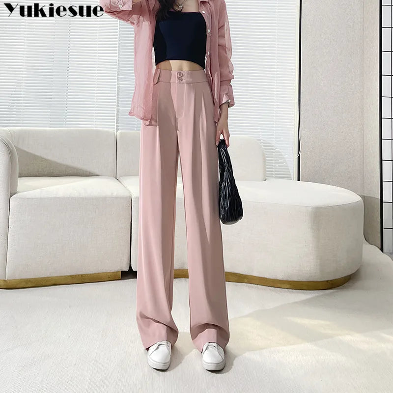 Wide-Leg Button Trousers