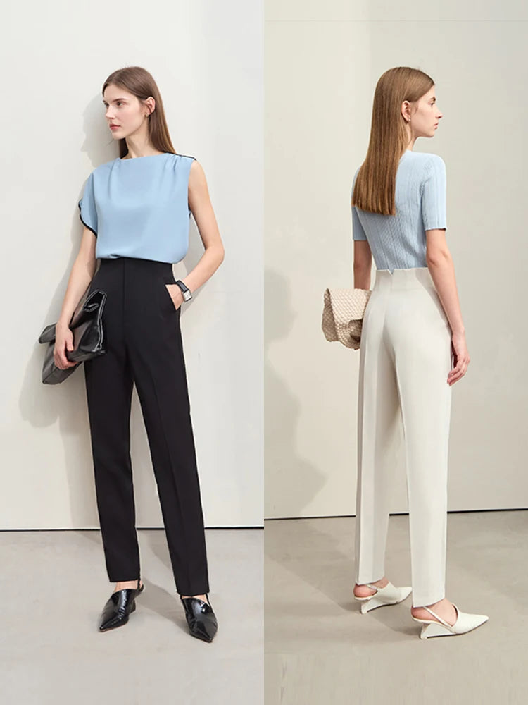 Amii Straight-Leg Twill Trousers