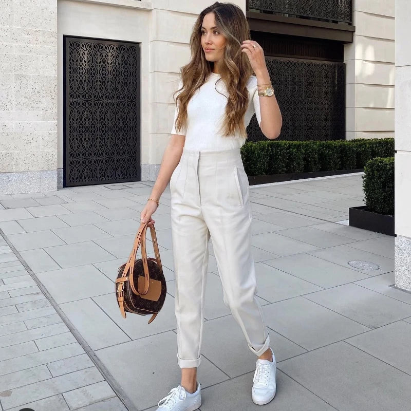 Traf Cropped Pencil Trousers