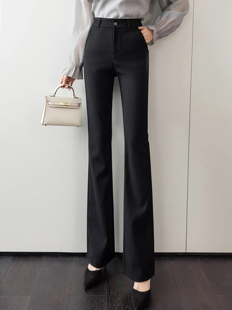 Cotton-Blend Flare Trousers