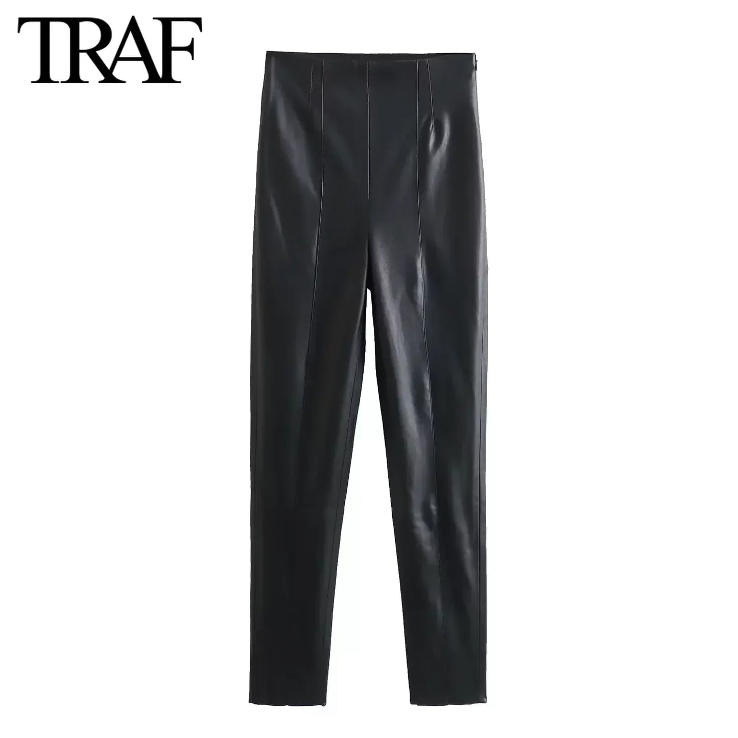 Traf Faux-Leather Pencil Trousers