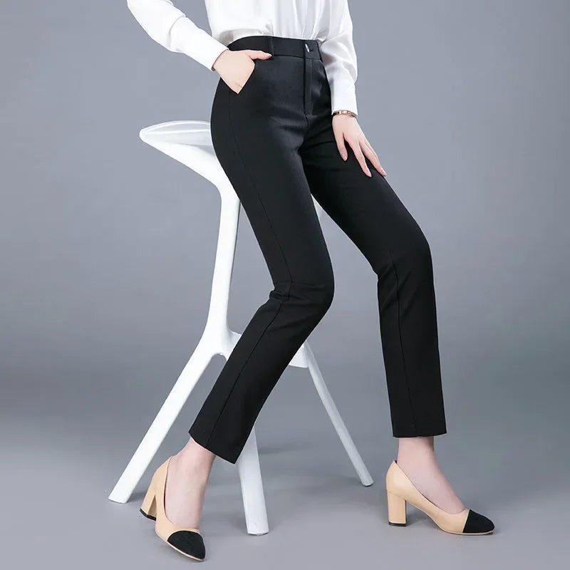 Cotton-Blend Ankle-Cut Pencil Trousers