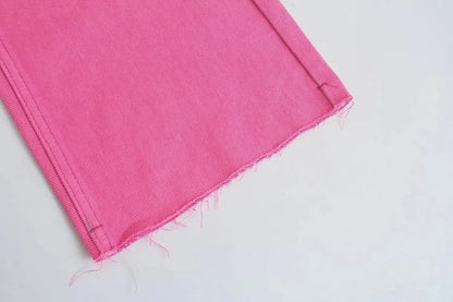 Straight-Leg Frayed Hem Pants