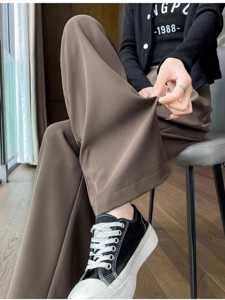 High-Waist Wide-Leg Broadcloth Trousers