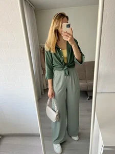 Wide-Leg Broadcloth Trousers