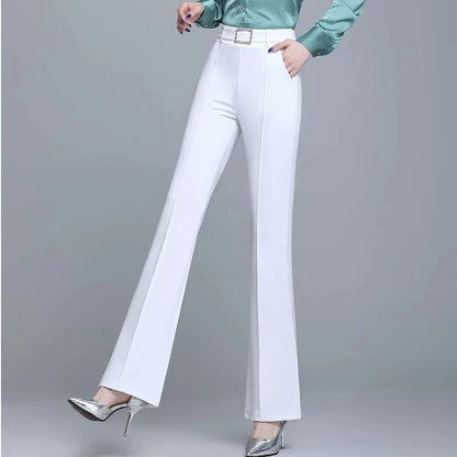 Cotton-Blend Flare-Leg Trousers