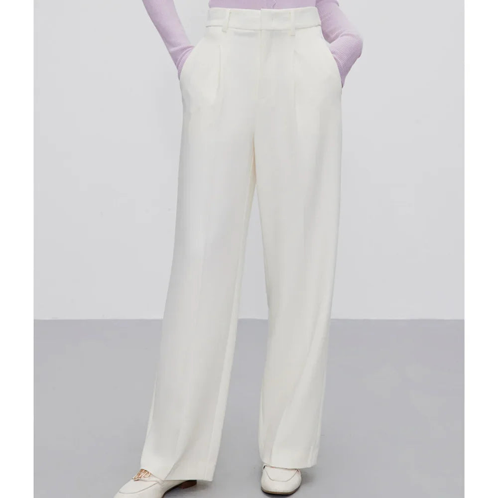 Wool Straight-Leg Broadcloth Pants