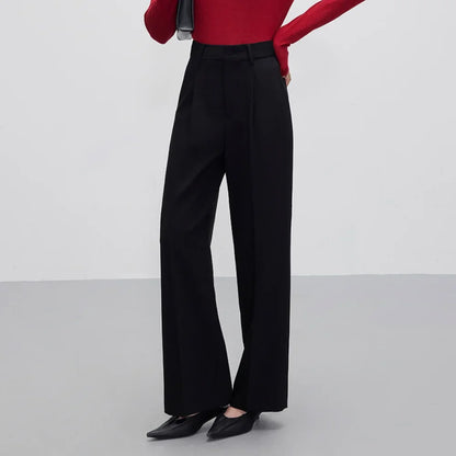 Wool Straight-Leg Broadcloth Pants