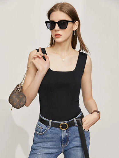 Amii Sleeveless Square-Neck Blouse