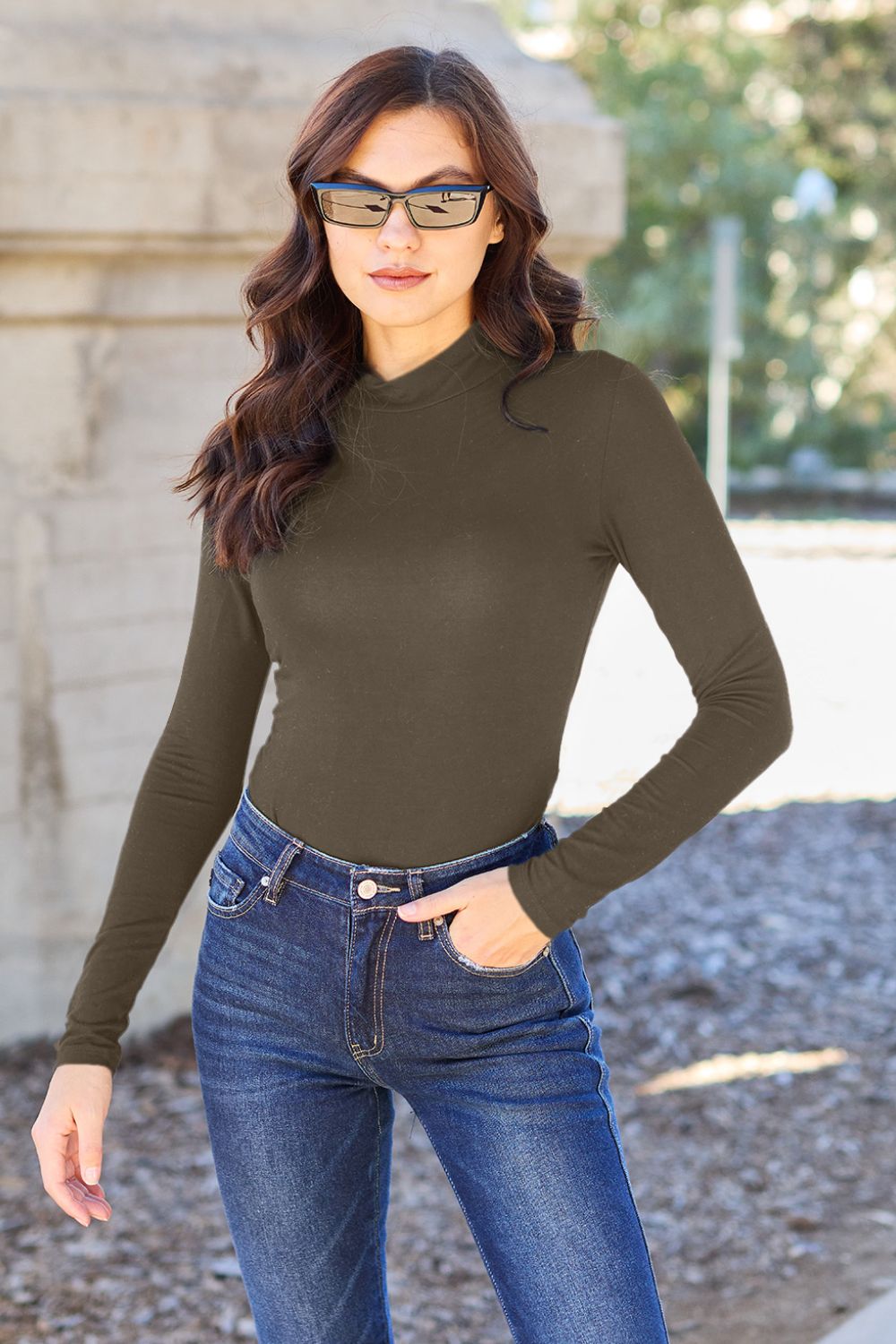 Basic Bae Mock Neck Bodysuit