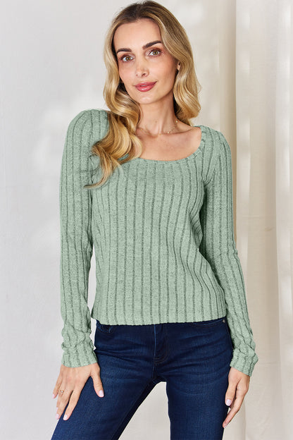 Basic Bae Long-Sleeved Ribbed Shirt