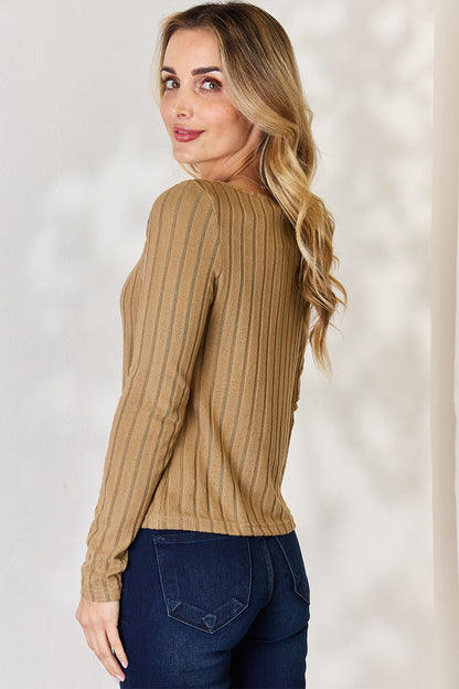 Basic Bae Long-Sleeved Ribbed Shirt