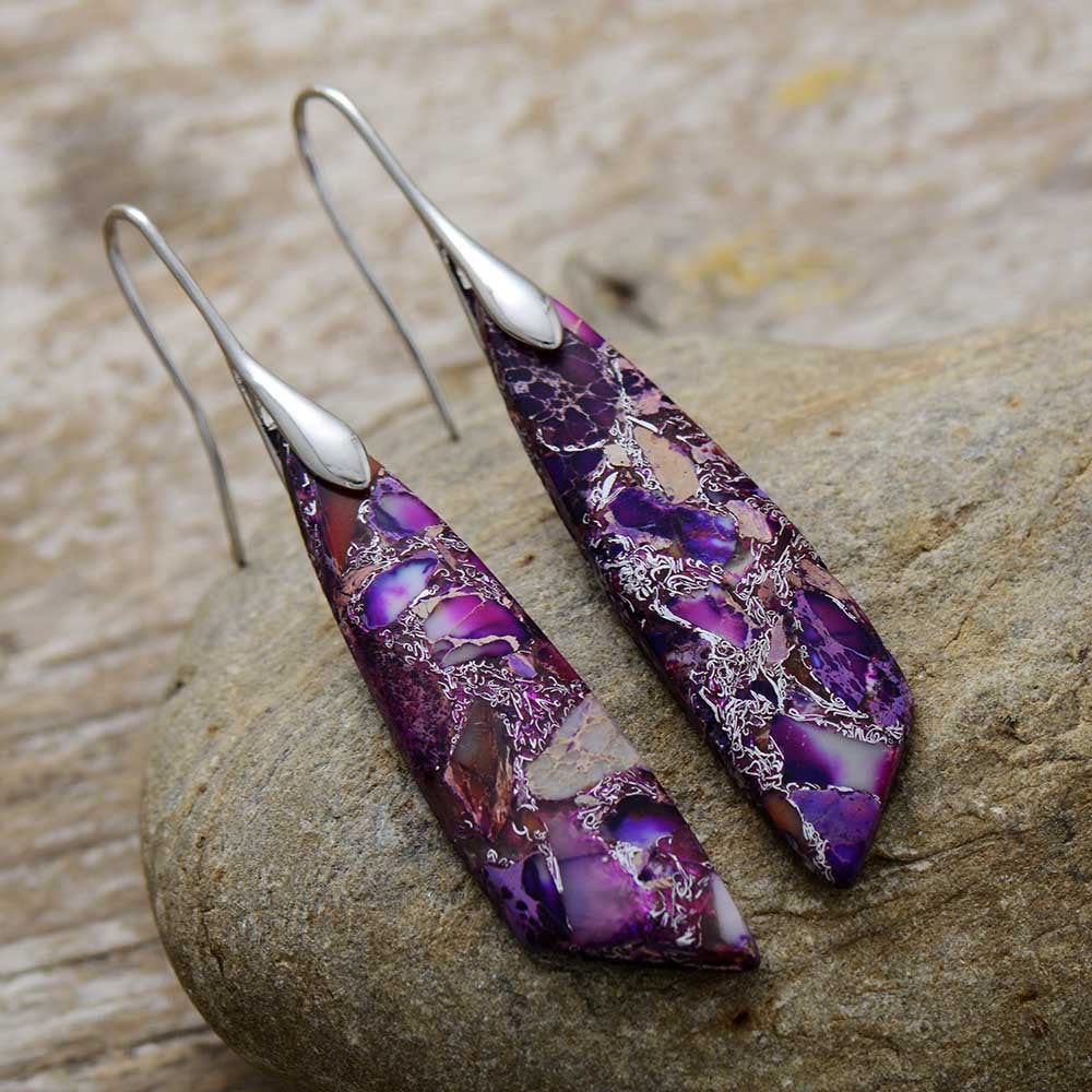 Geometric Stone Drop Earrings