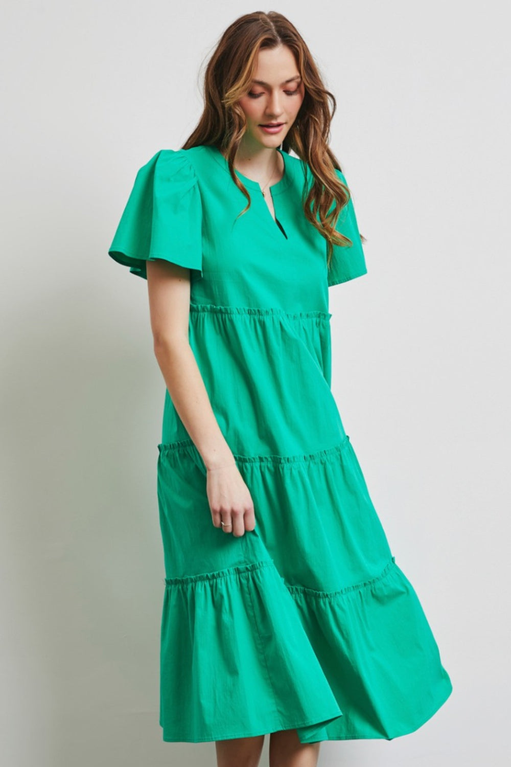 HEYSON Cotton Poplin Tiered Midi Dress