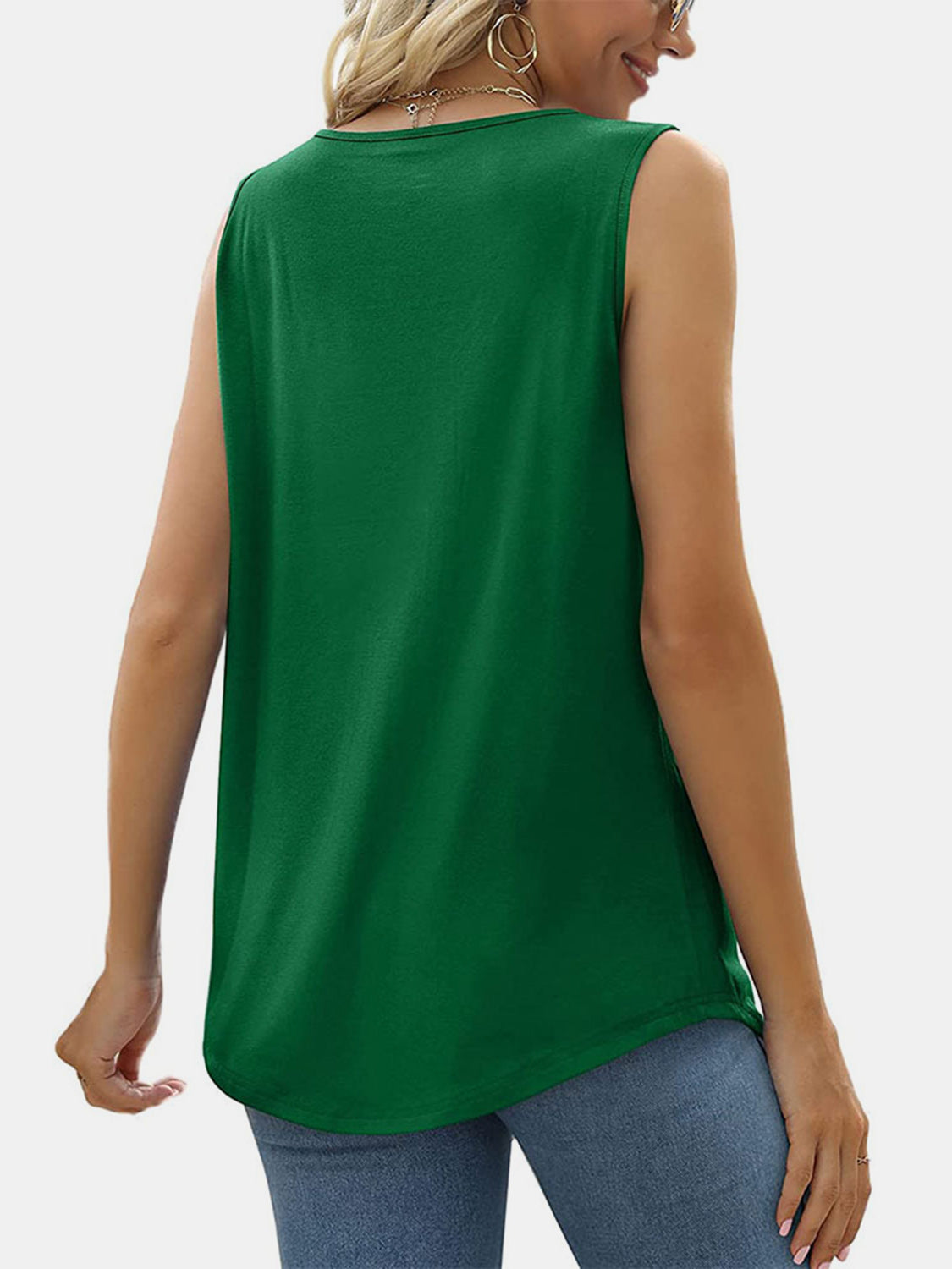 Ruched Square Neck Sleeveless Blouse