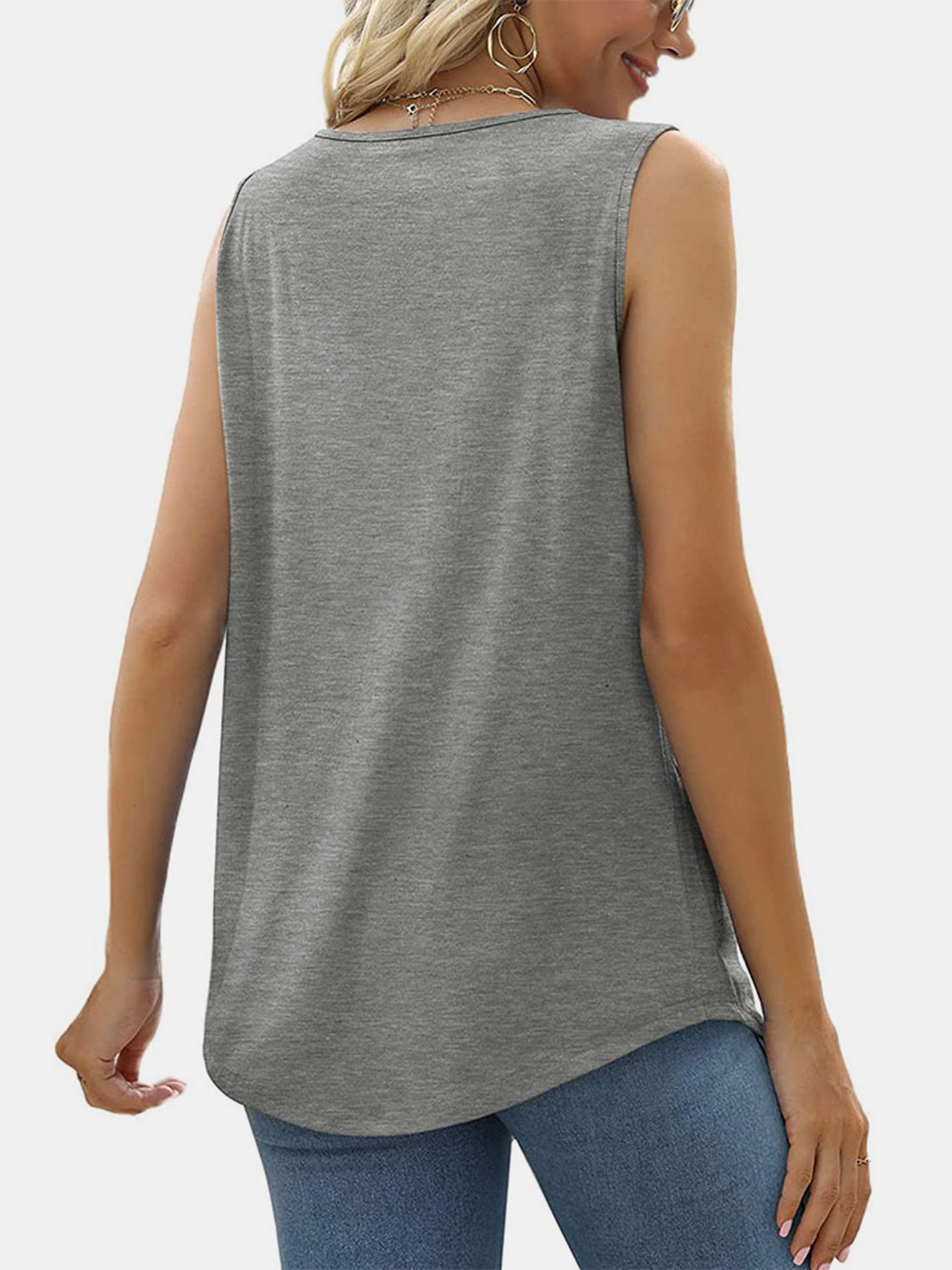 Ruched Square Neck Sleeveless Blouse