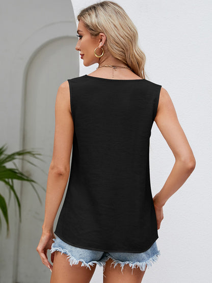 Cotton V-Neck Sleeveless Blouse