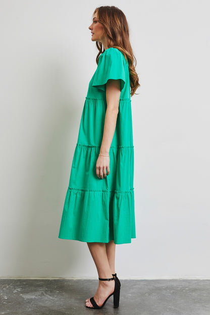 HEYSON Cotton Poplin Tiered Midi Dress