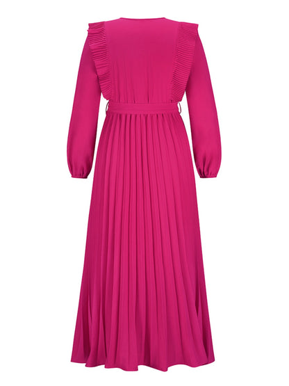 Pleated Ruffle Maxi Dress