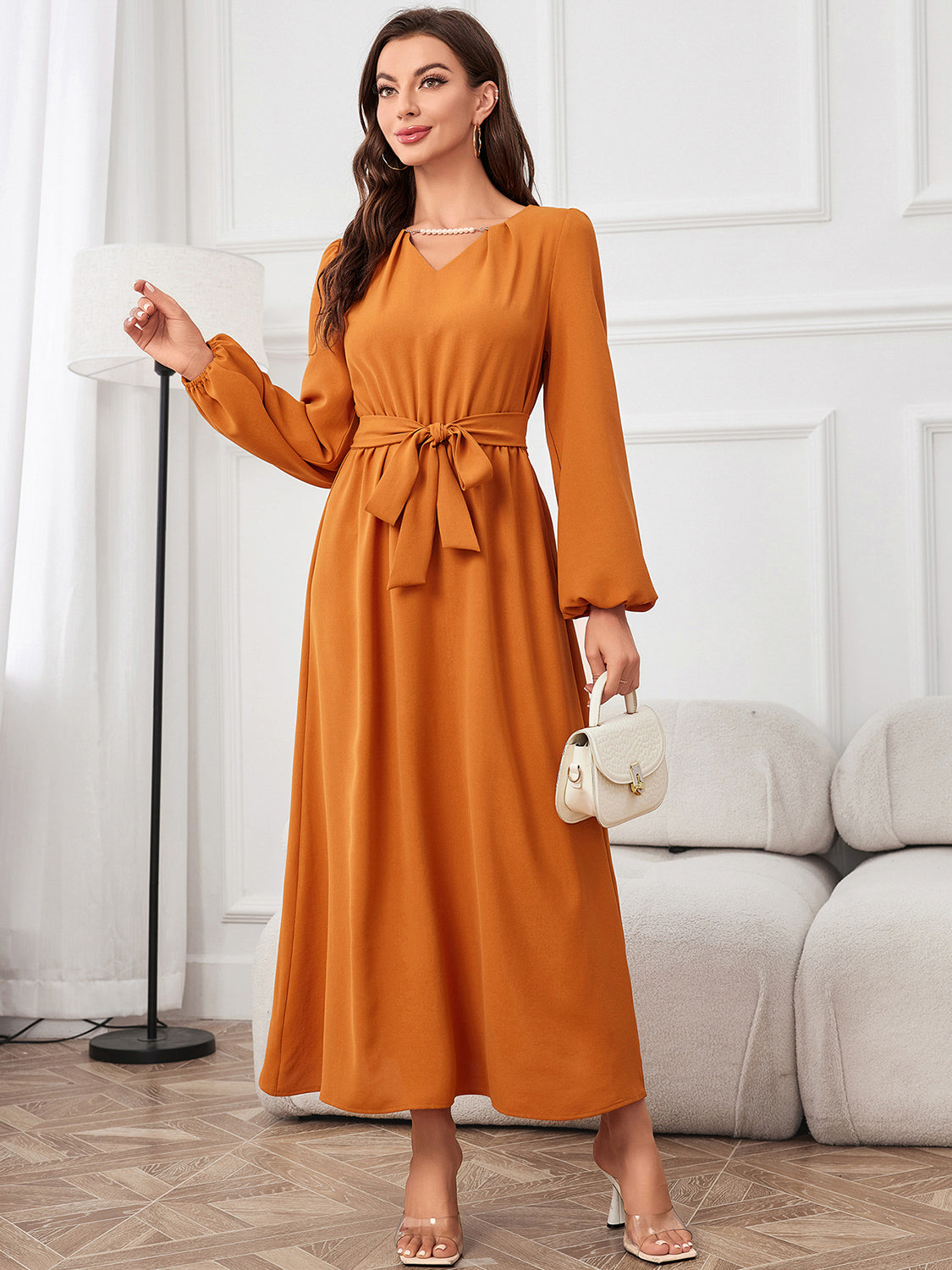 Puff-Sleeved Maxi Dress