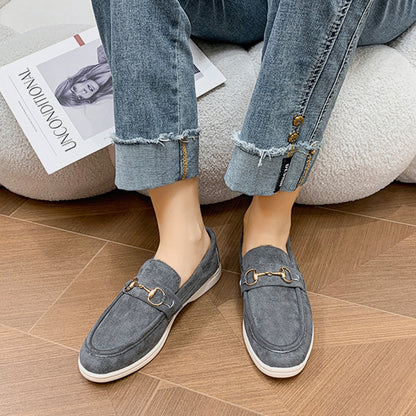 Suede Buckle Loafers