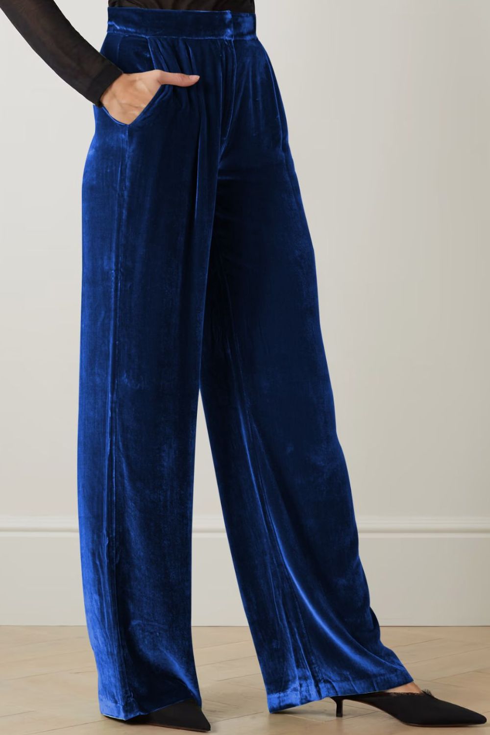 Double Take Velour Pants with Pockets