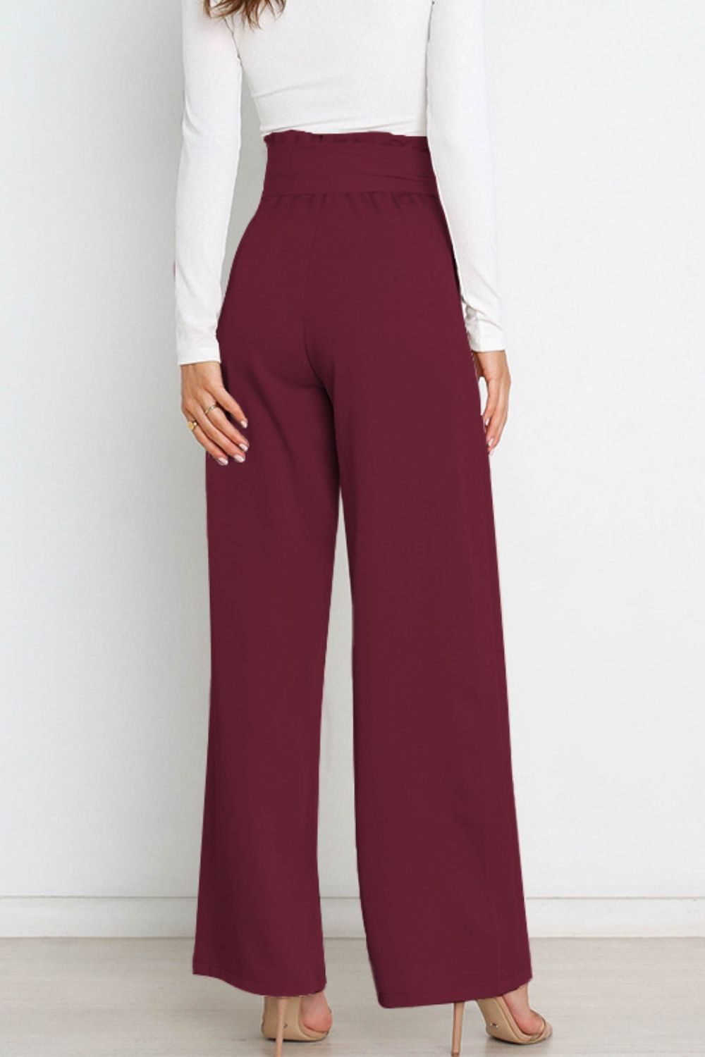 Paperbag-Waist Wide Leg Pants