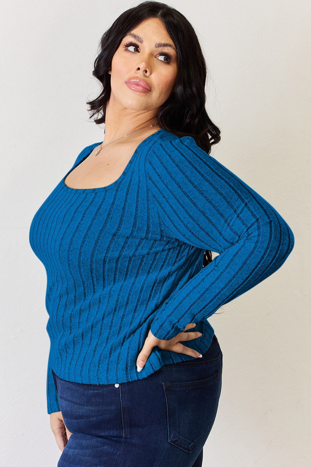 Basic Bae Long-Sleeved Ribbed Shirt