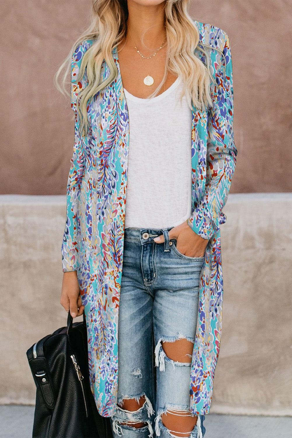 Double Take Printed Cardigan