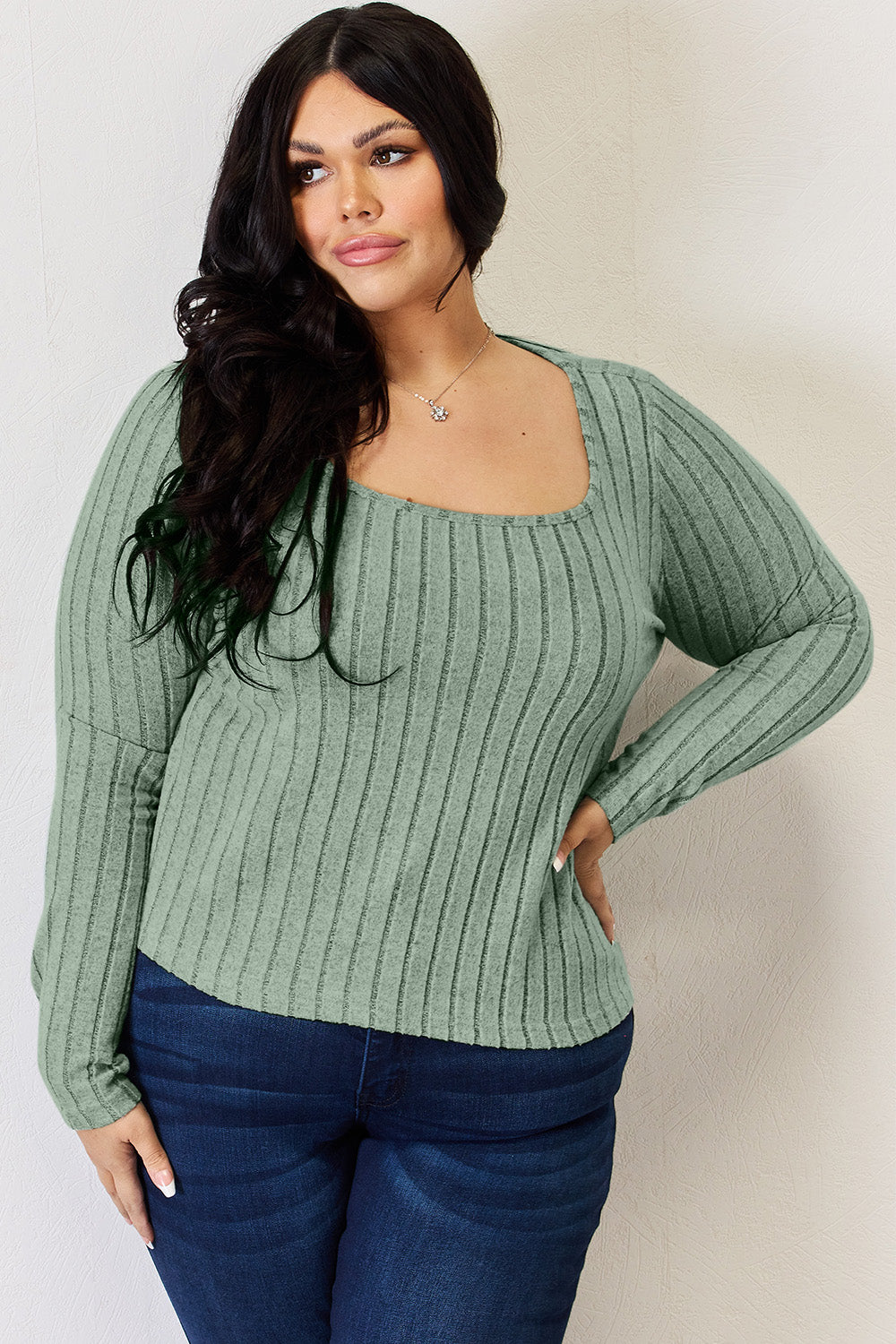 Basic Bae Long-Sleeved Ribbed Shirt