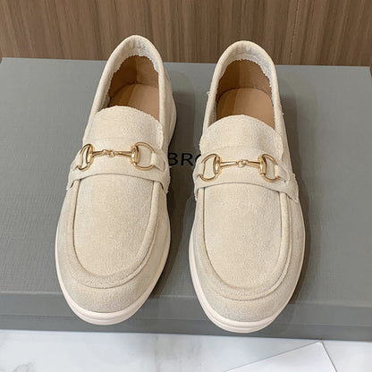 Suede Buckle Loafers