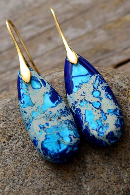 Handmade Teardrop Stone Dangle Earrings