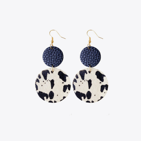 Leather Dangle Animal Print Earrings